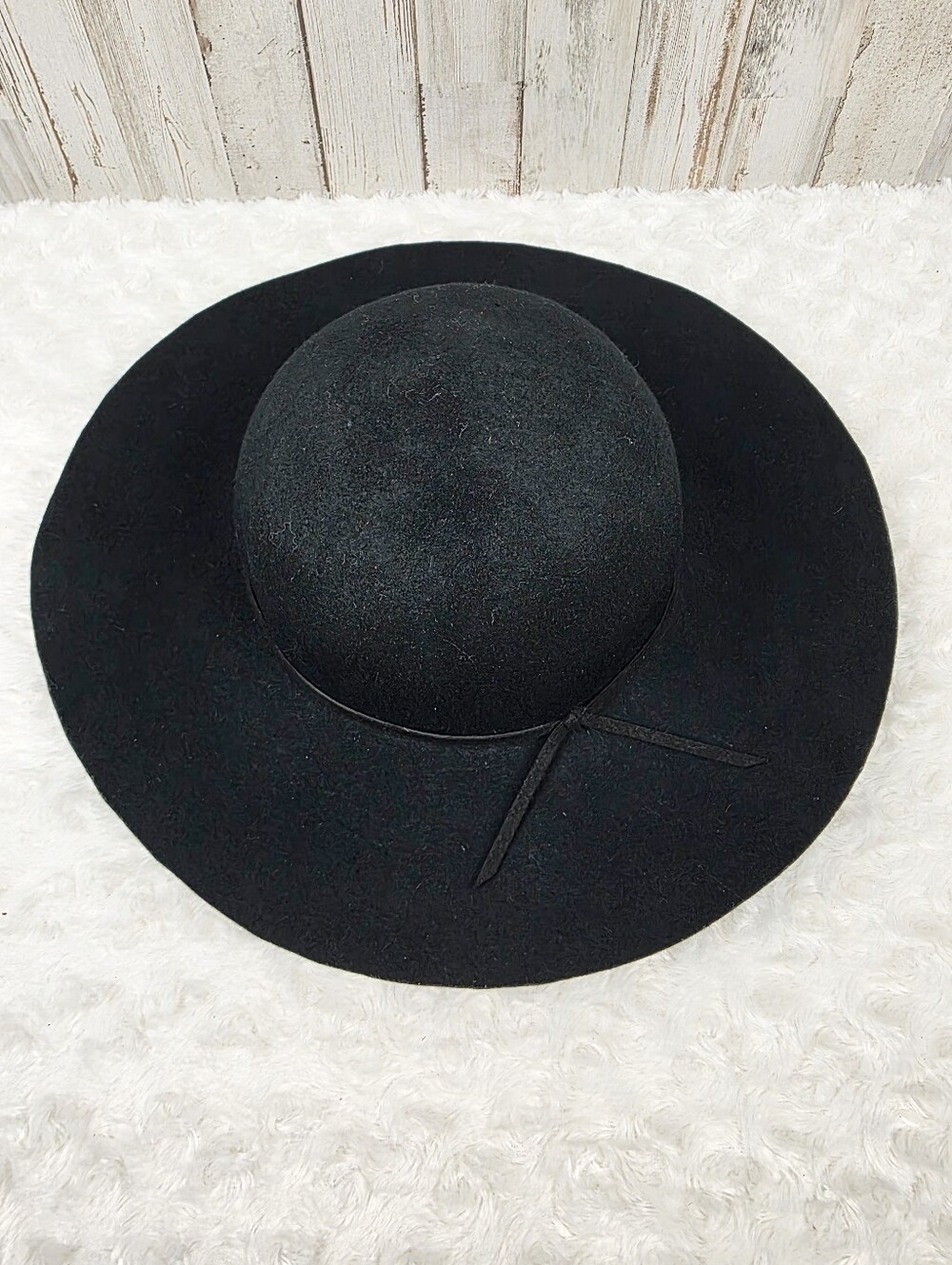 Black Wool Wide Brim Floppy Hat One Size